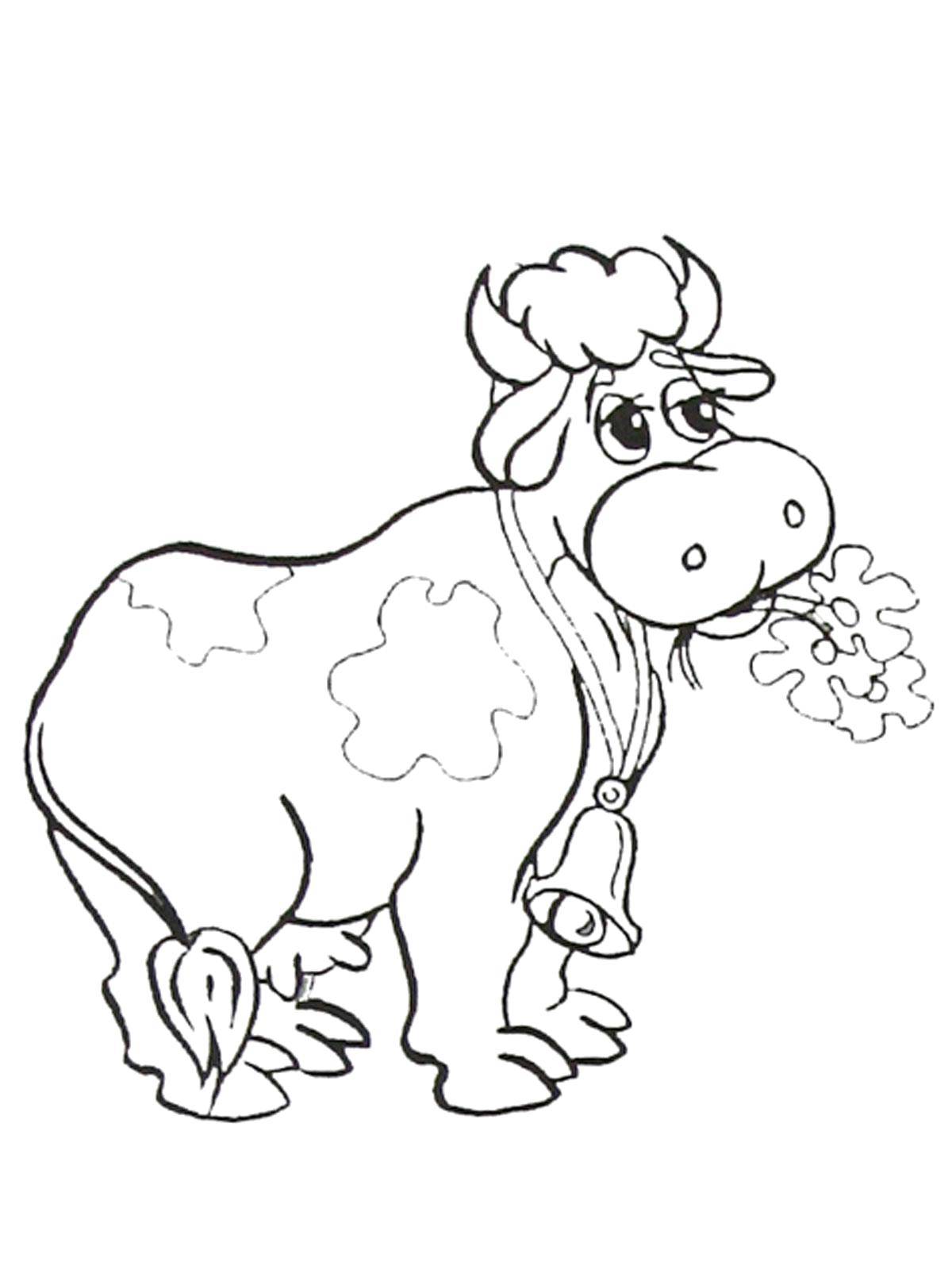 Раскраска коровы для детей (животные, корова)