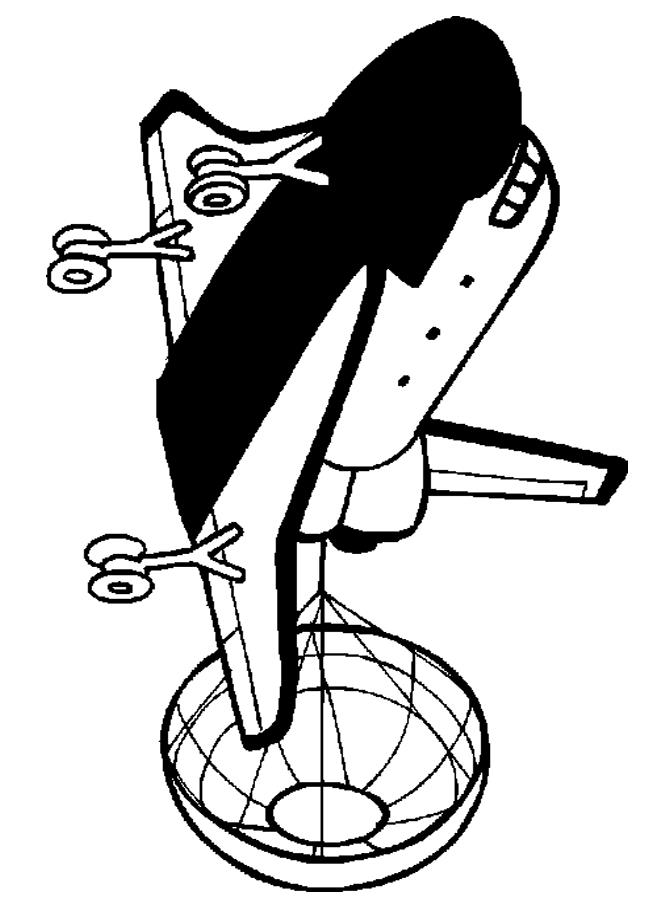 Раскраска космического шаттла с парашютом для мальчиков (шаттл)