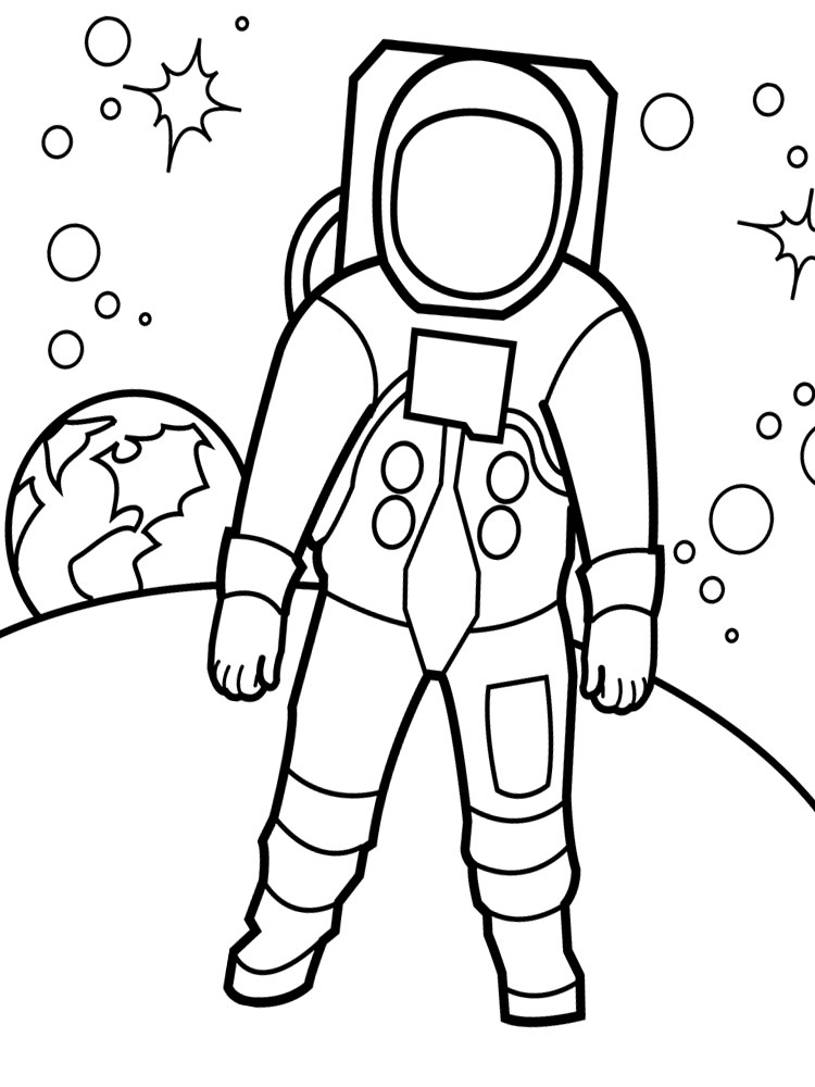 Раскраска с изображением космонавта на луне для мальчиков (космонавт)