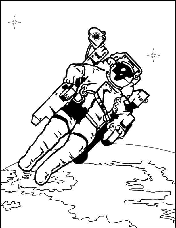 Раскраска на день космонавтики: космос, планеты и ракеты (планеты, космонавт)