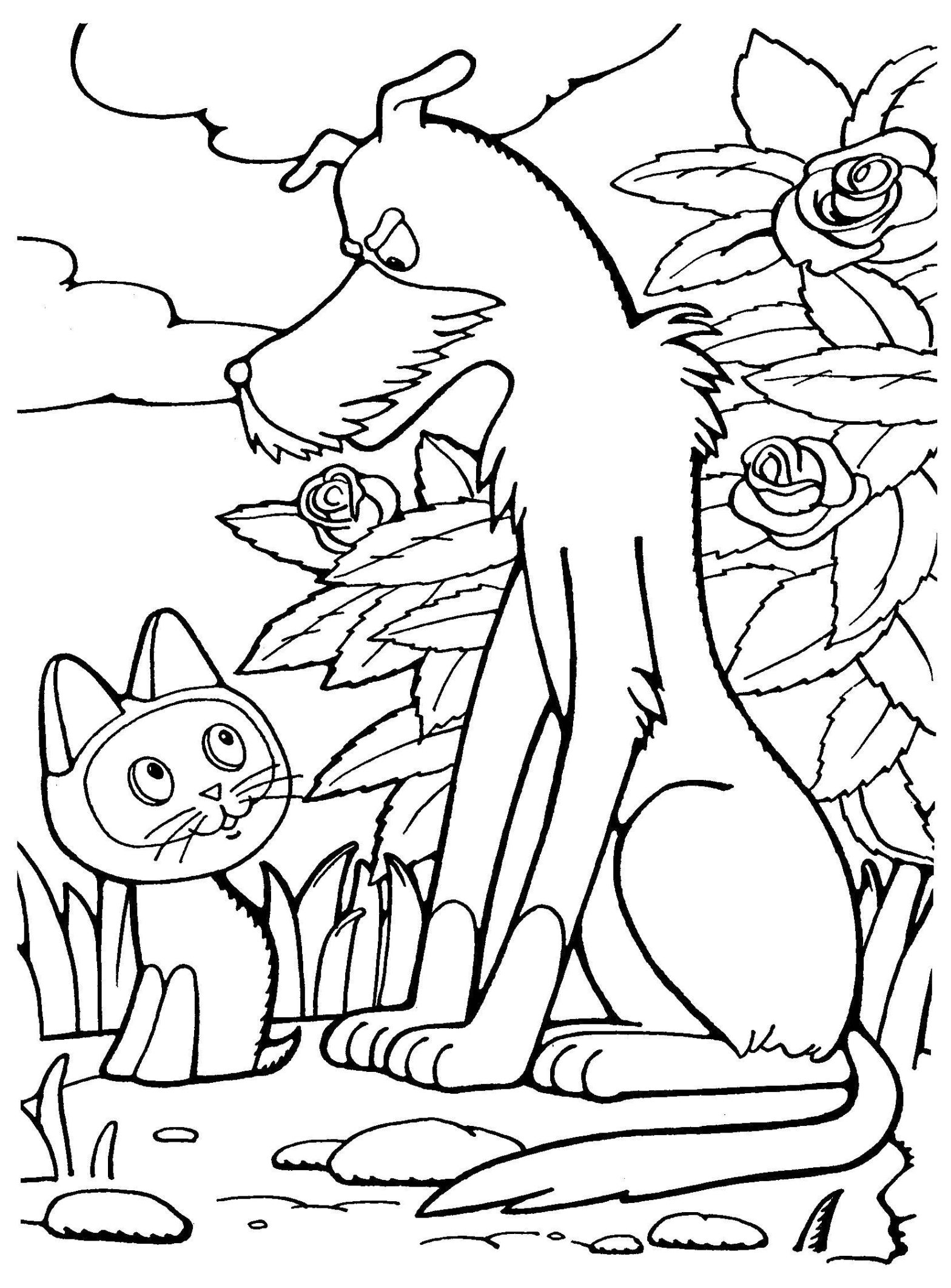 Раскраска котенок гав для малышей (котенок, гав, восприятие)