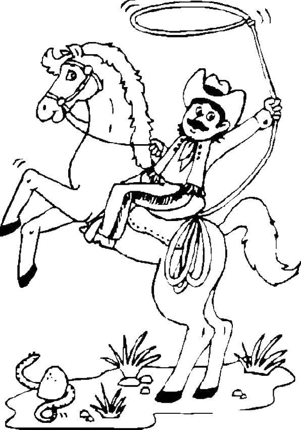 Раскраска лошадь ковбой (лошади)