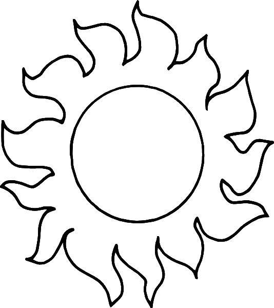 Раскраска с контуром солнца солные (развивающие)