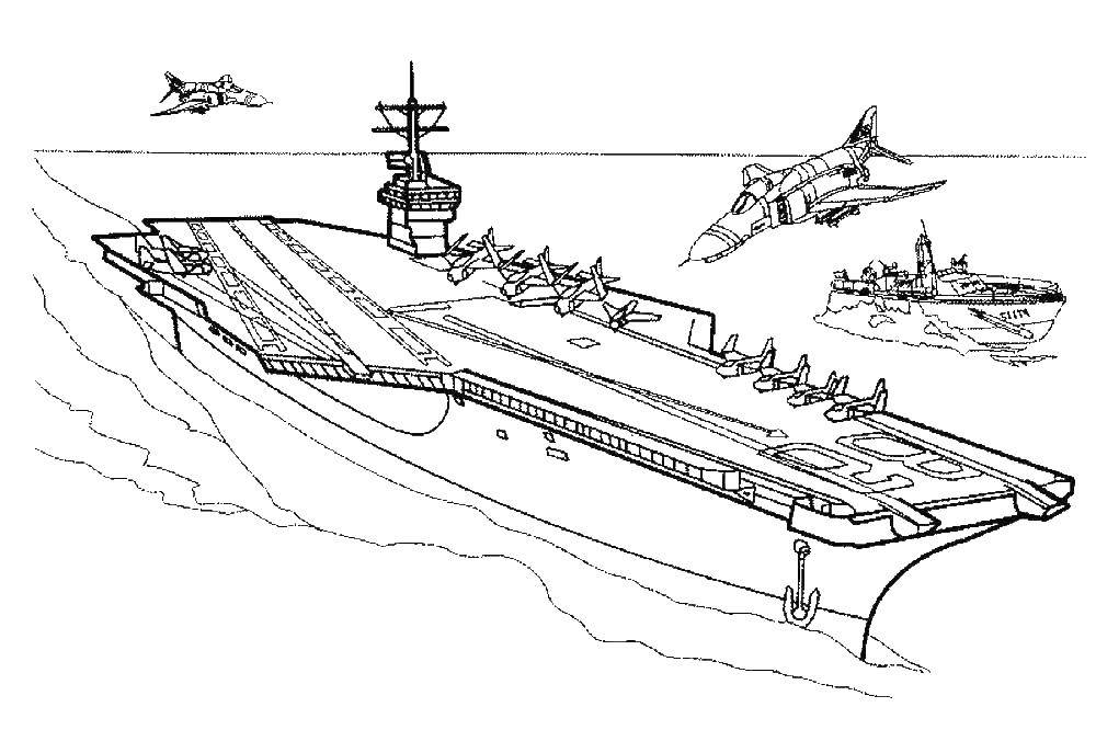 Раскраска корабля крейсера для мальчиков (корабли)