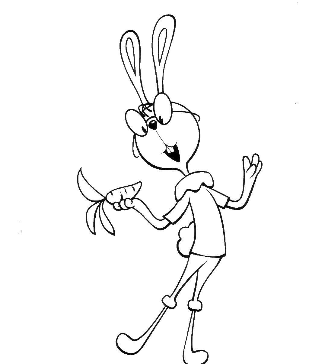 Раскраска Кролик из советского мультфильма (советские, занятие)