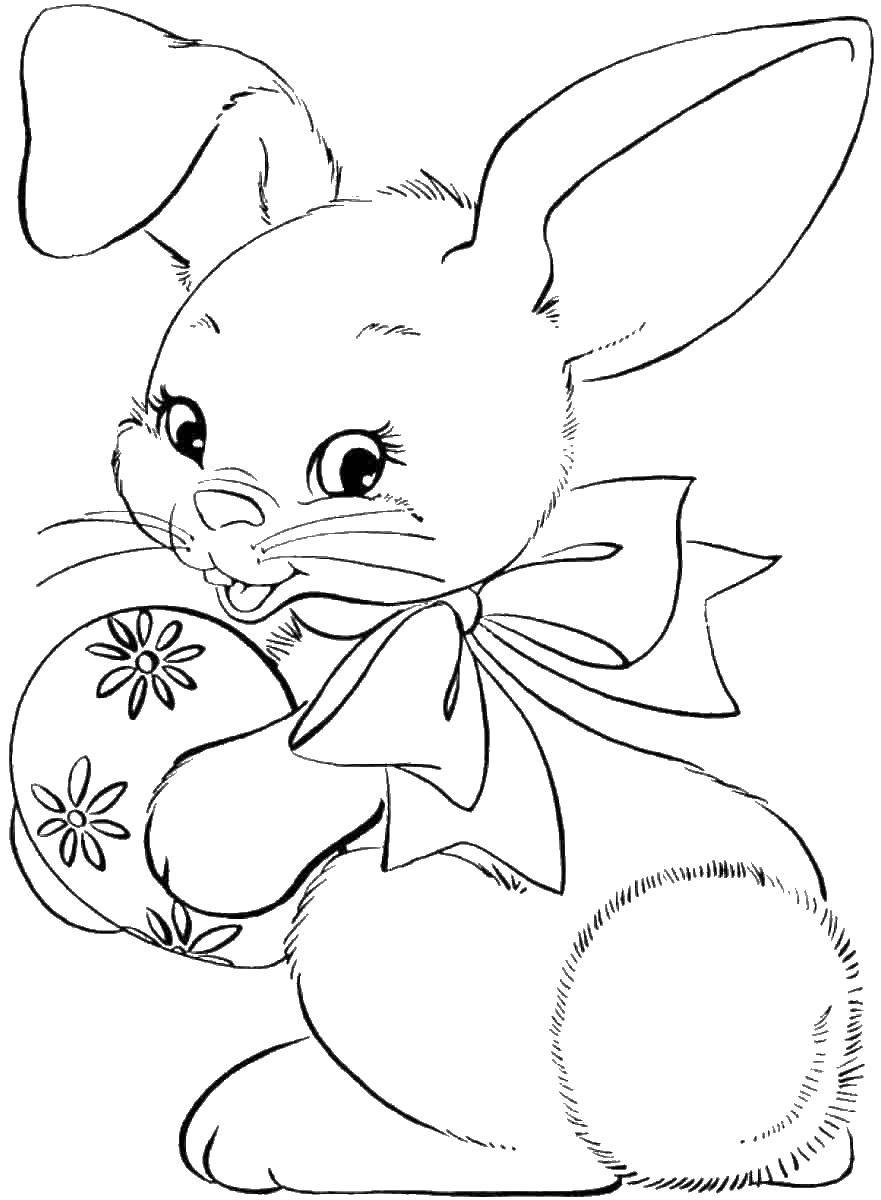 Раскраска с изображением кролика и яиц для детей (кролик, яйца)