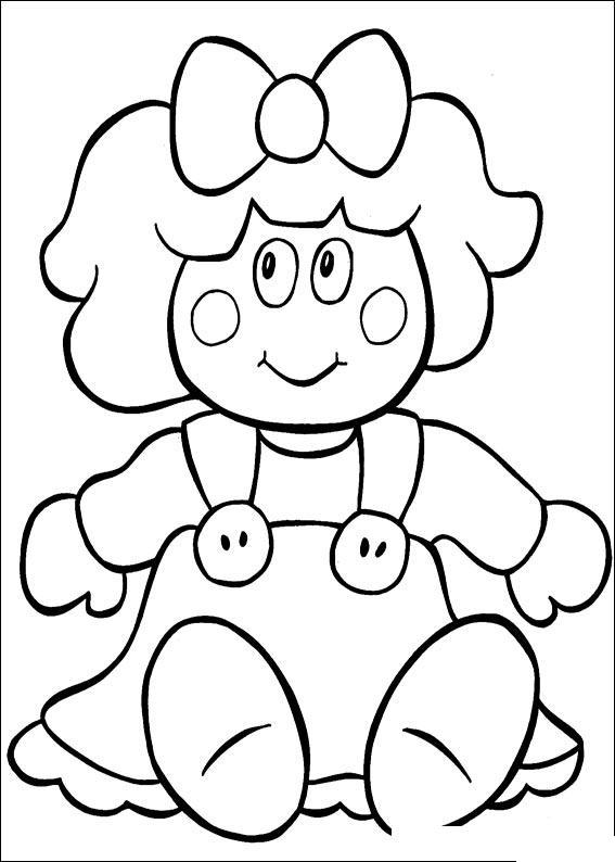Раскраска кукла в платье с пуговицами для девочек (кукла, платье, девочки)