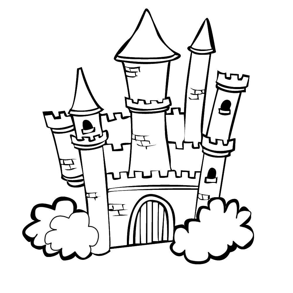 Раскраска замок (замок, башни)
