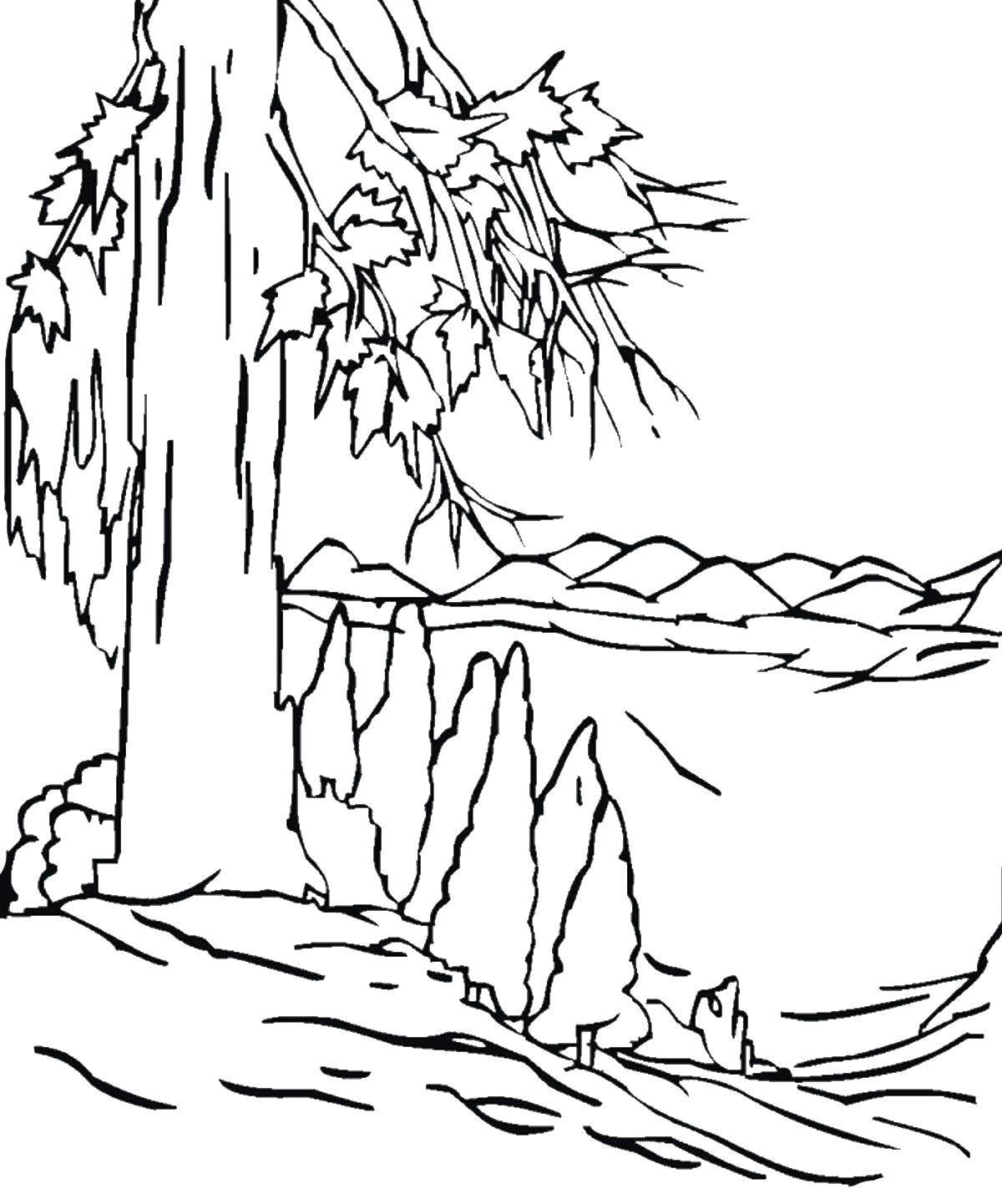 Раскраска для детей Природа: лес, горы, животные (горы, животные)
