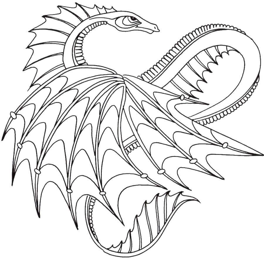 Раскраска с драконом (драконы, хвост)
