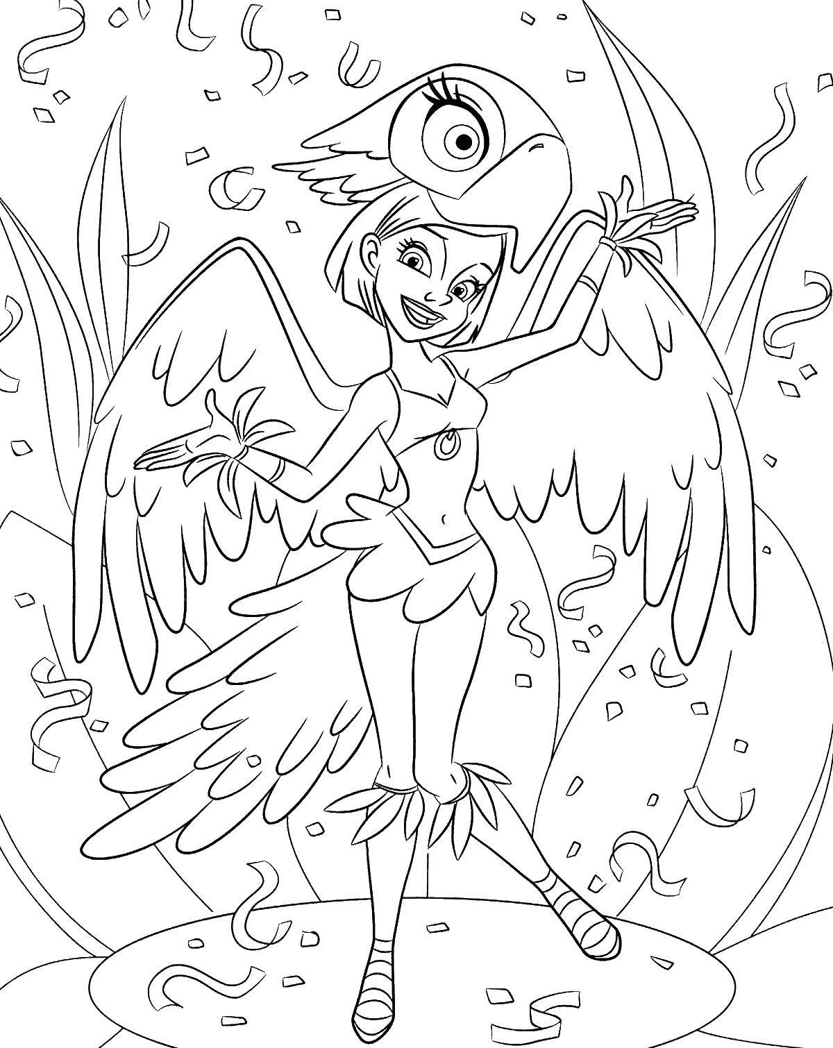 Раскраска рио Линда - попугай из мультфильма (рио, Линда)