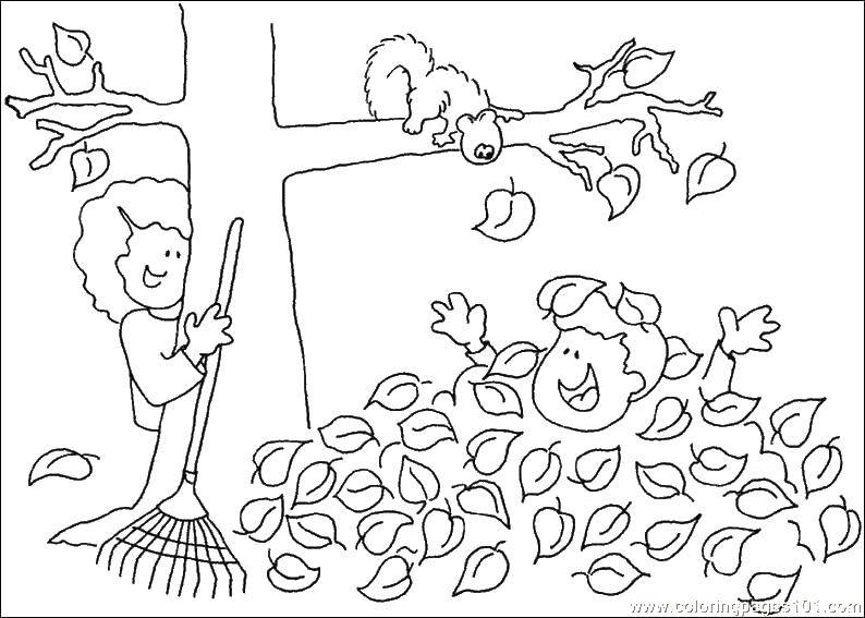 Дети рисуют листопад (осень, листопад)
