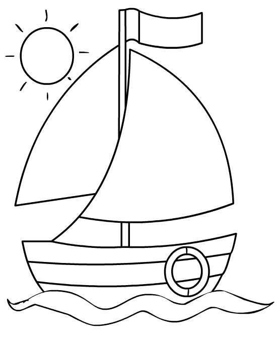 Раскраска лодки в солнечный день для мальчиков (лодка, увлекательное)