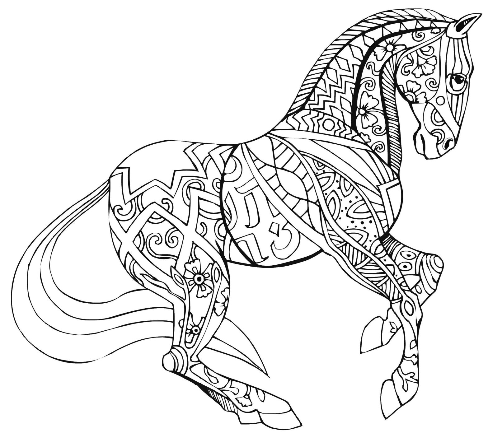 Раскраска лошадь для детей