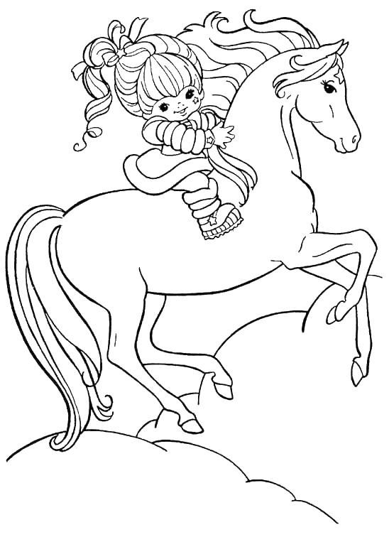 Лошадь с девочкой - раскраска для девочек (девочки)