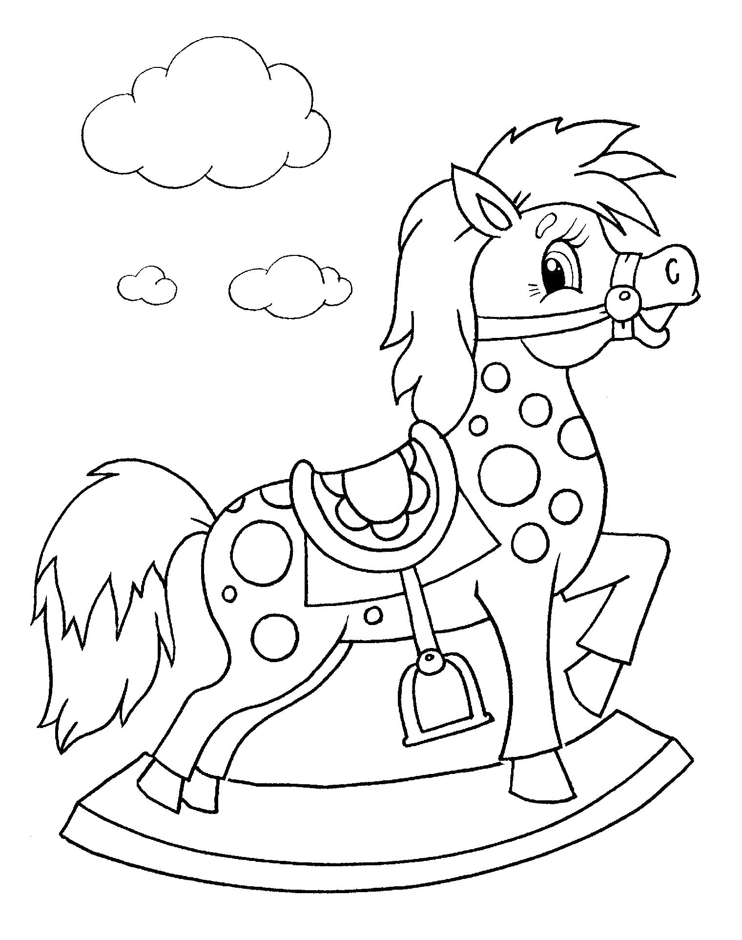 Изображение раскрашенной лошадки-игрушки для девочек (девочки, лошадка, игрушка)