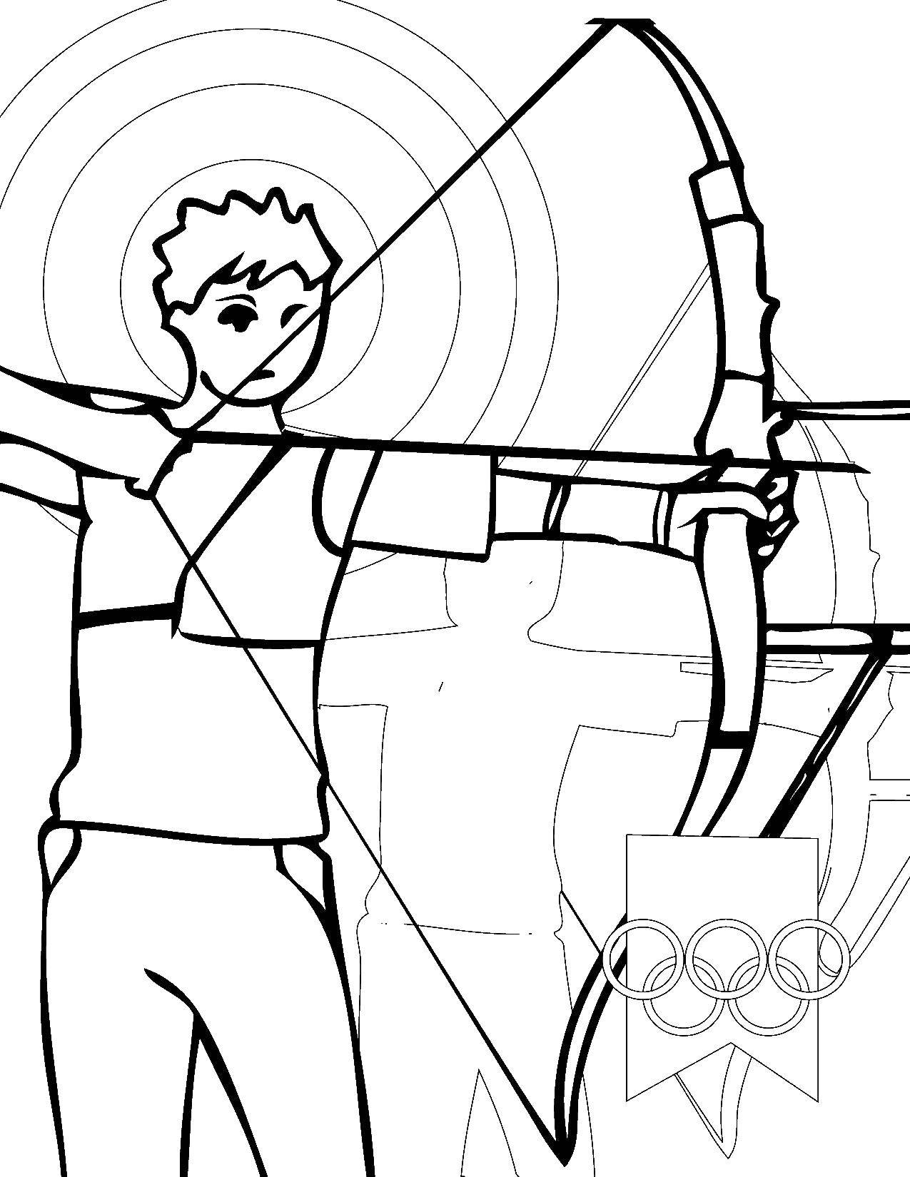 Раскраска олимпийских игр лучник для детей (Олимпийские, игры, лучник)