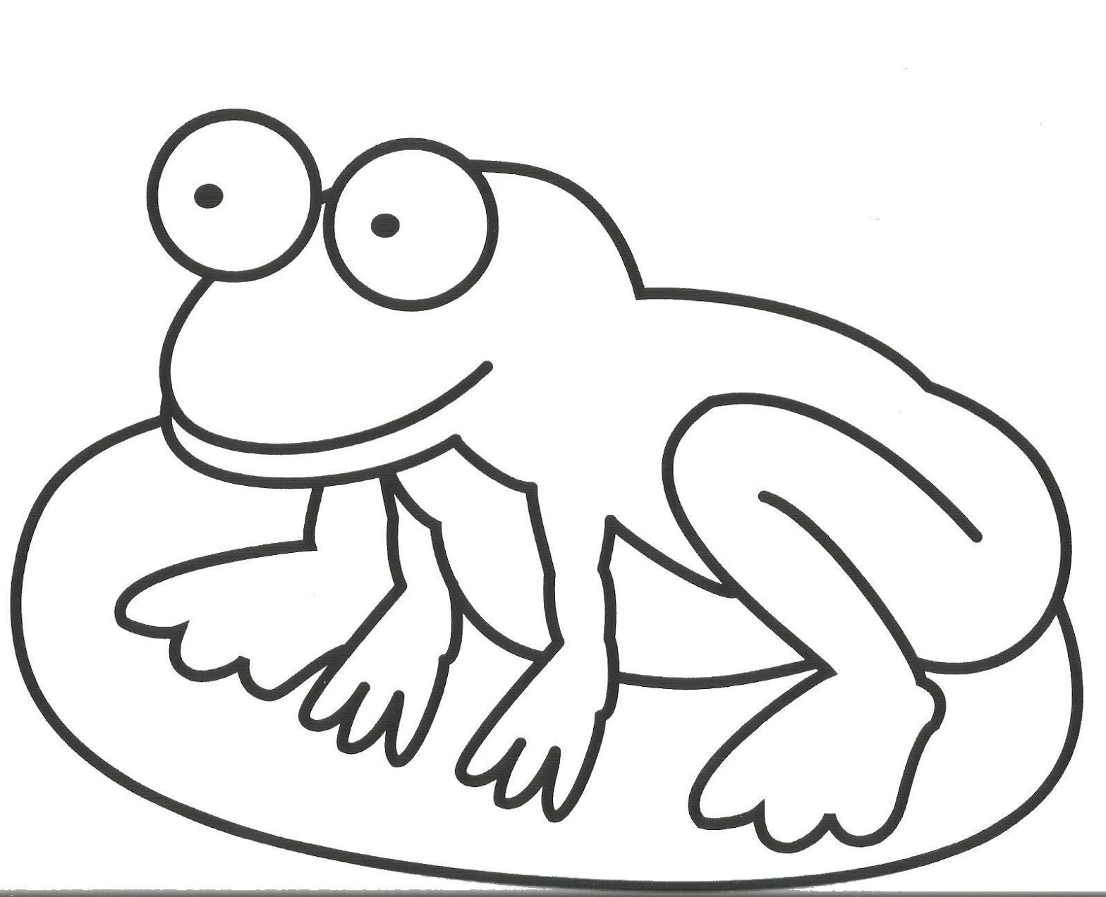 Раскраска земноводных - лягушка на камне для детей (лягушка, камень)