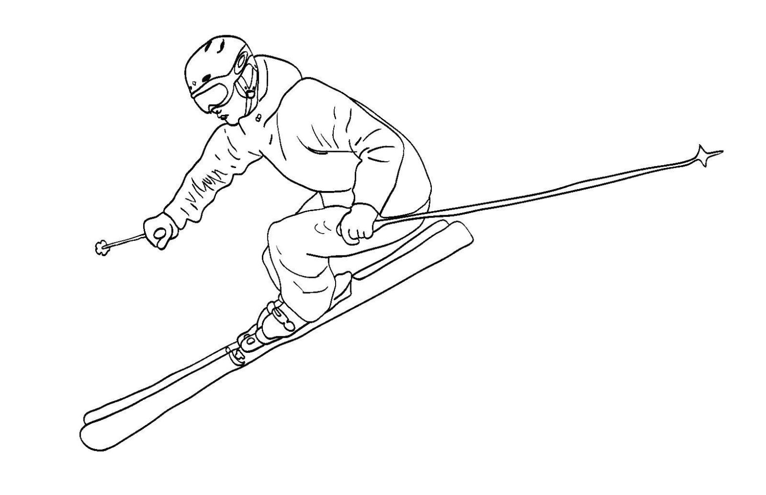 Раскраска спорт лыжи для мальчика (лыжи, мальчик)