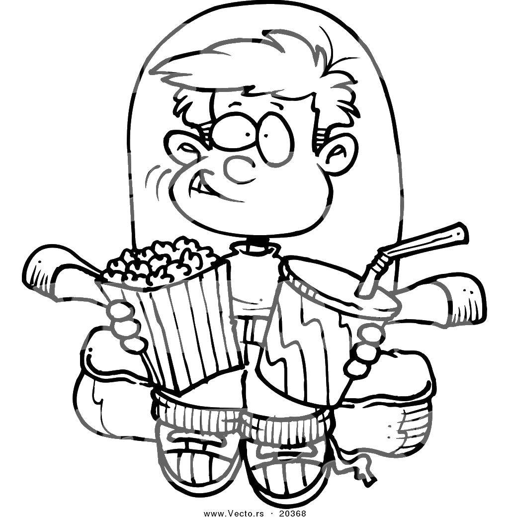Раскраска про фильмы для детей (попкорн)