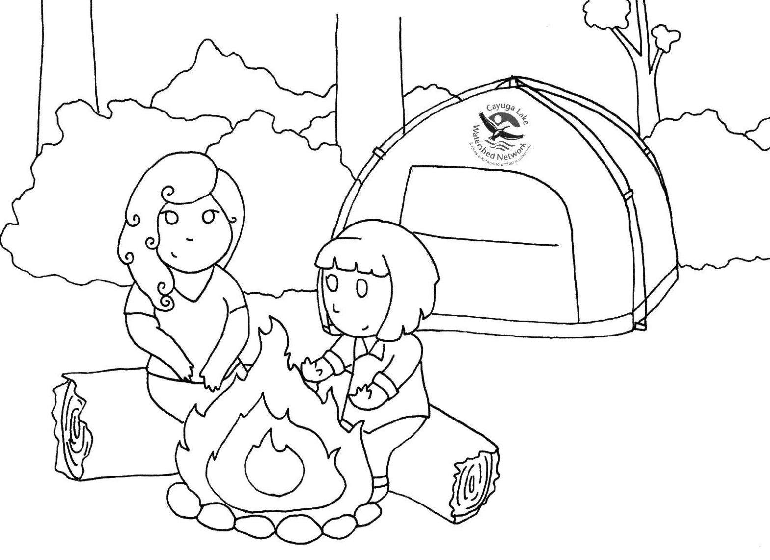 Дочка и мама отдыхают на природе, рядом с палаткой костром (отдых, мама, дочка, костер)