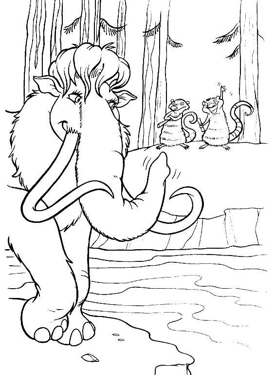 Раскраска с Элли из мультфильма Ледниковый период (Элли)