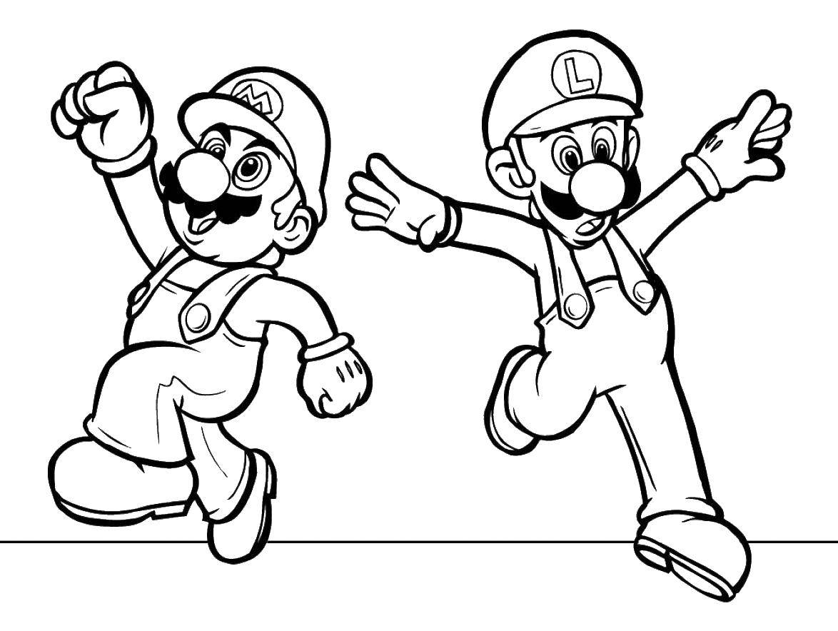 Раскраска Марио и Луиджи из игр Sega (марио, луиджи, сега)