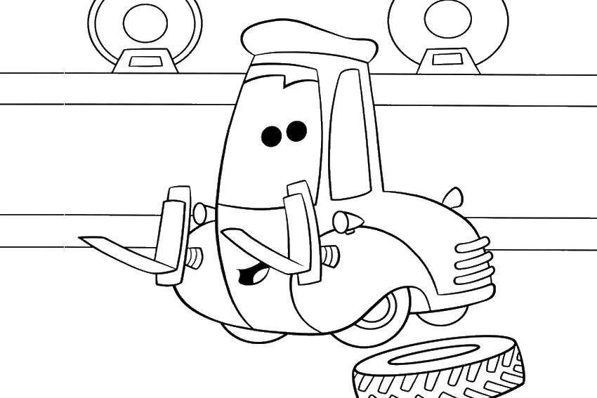 Раскраска машины Молнии Маккуина из мультфильма Тачки