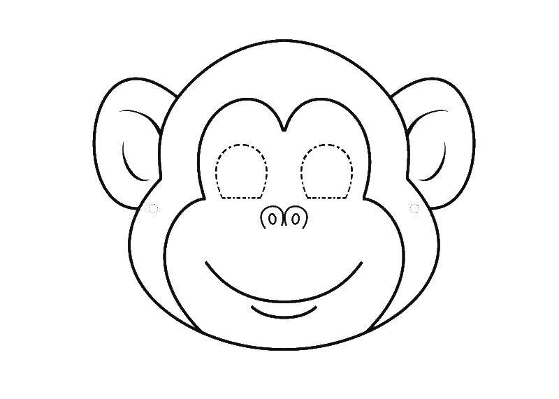 Раскраска маски обезьяны для детей (маска, обезьяна)