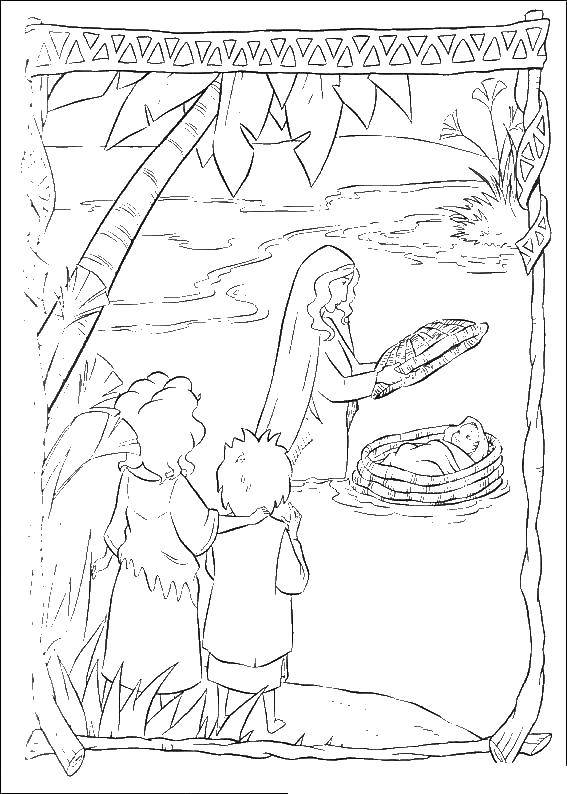 Раскраска Египет ребенок: корзина Моисея (корзина, Моисей)