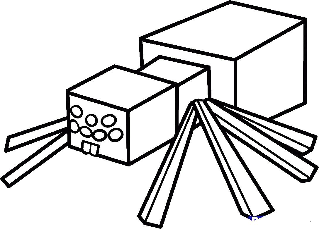 Раскраска паука из Майнкрафт для мальчиков (Майнкрафт, паук)