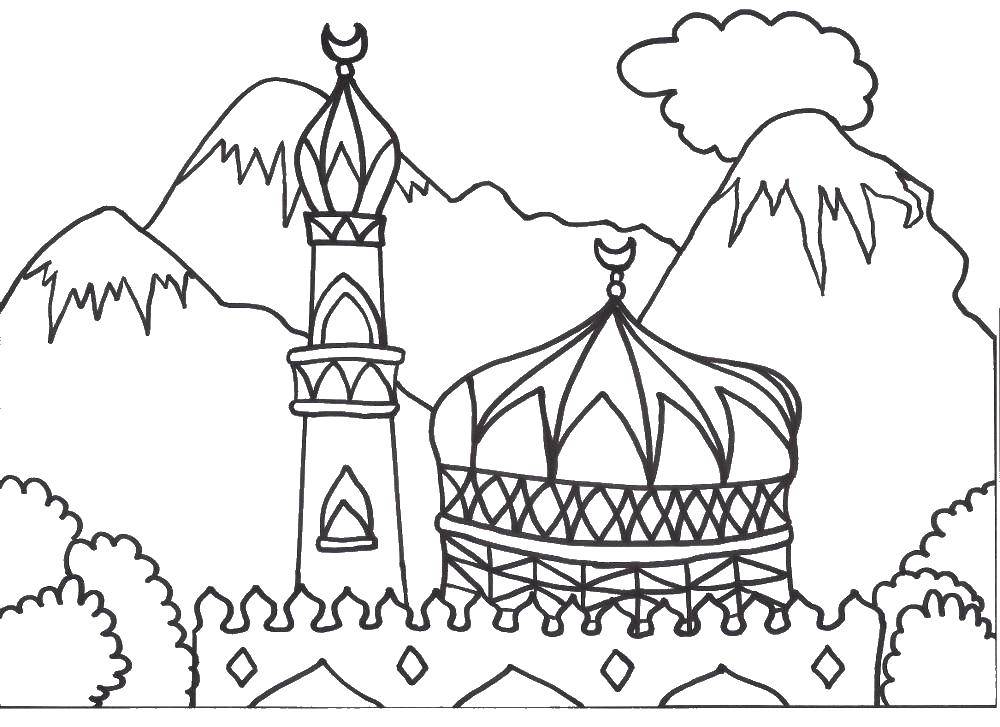 Раскраска на тему Коран мечеть (Коран, мечеть)