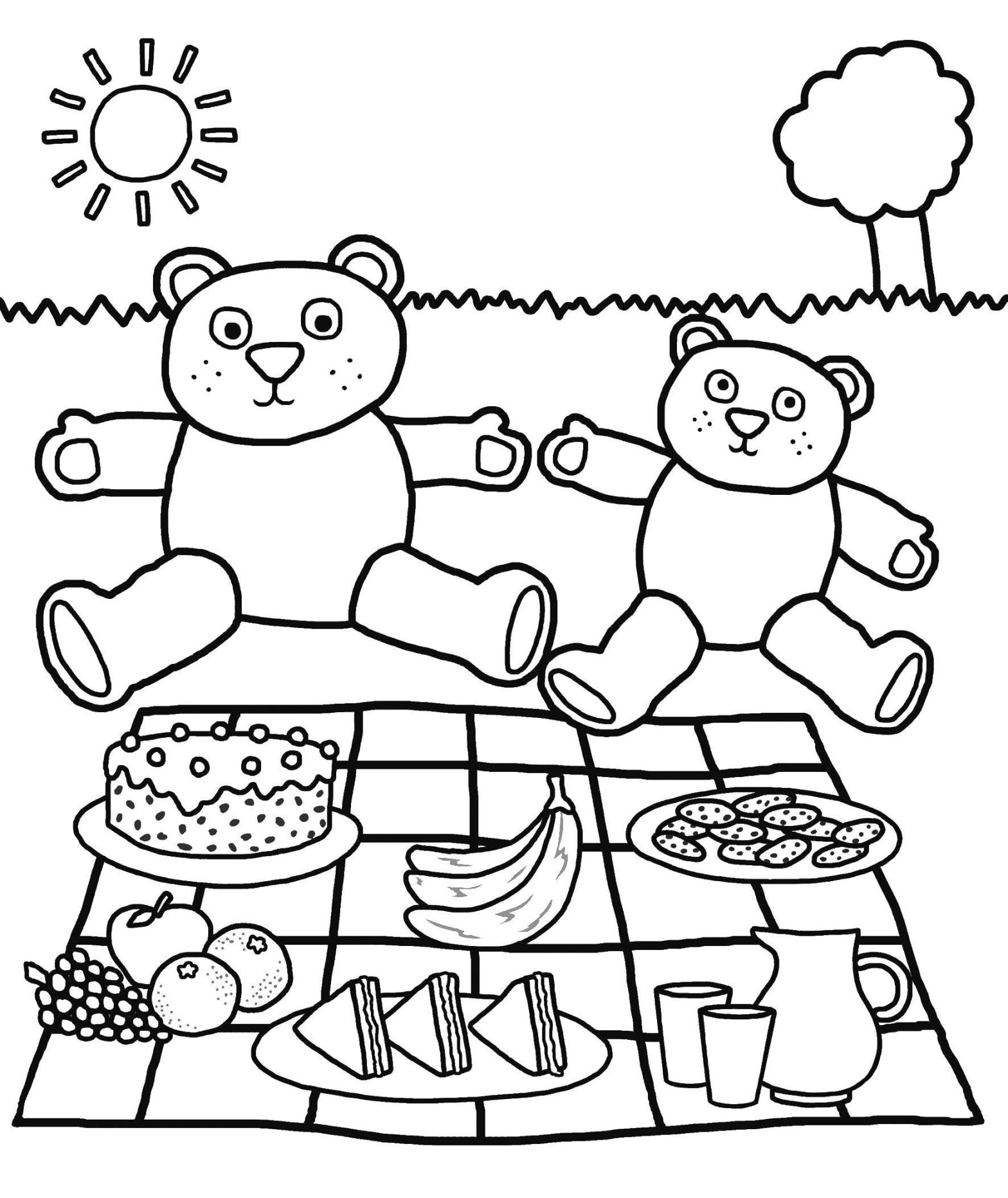Раскраски с медведем и пикником (пикник)