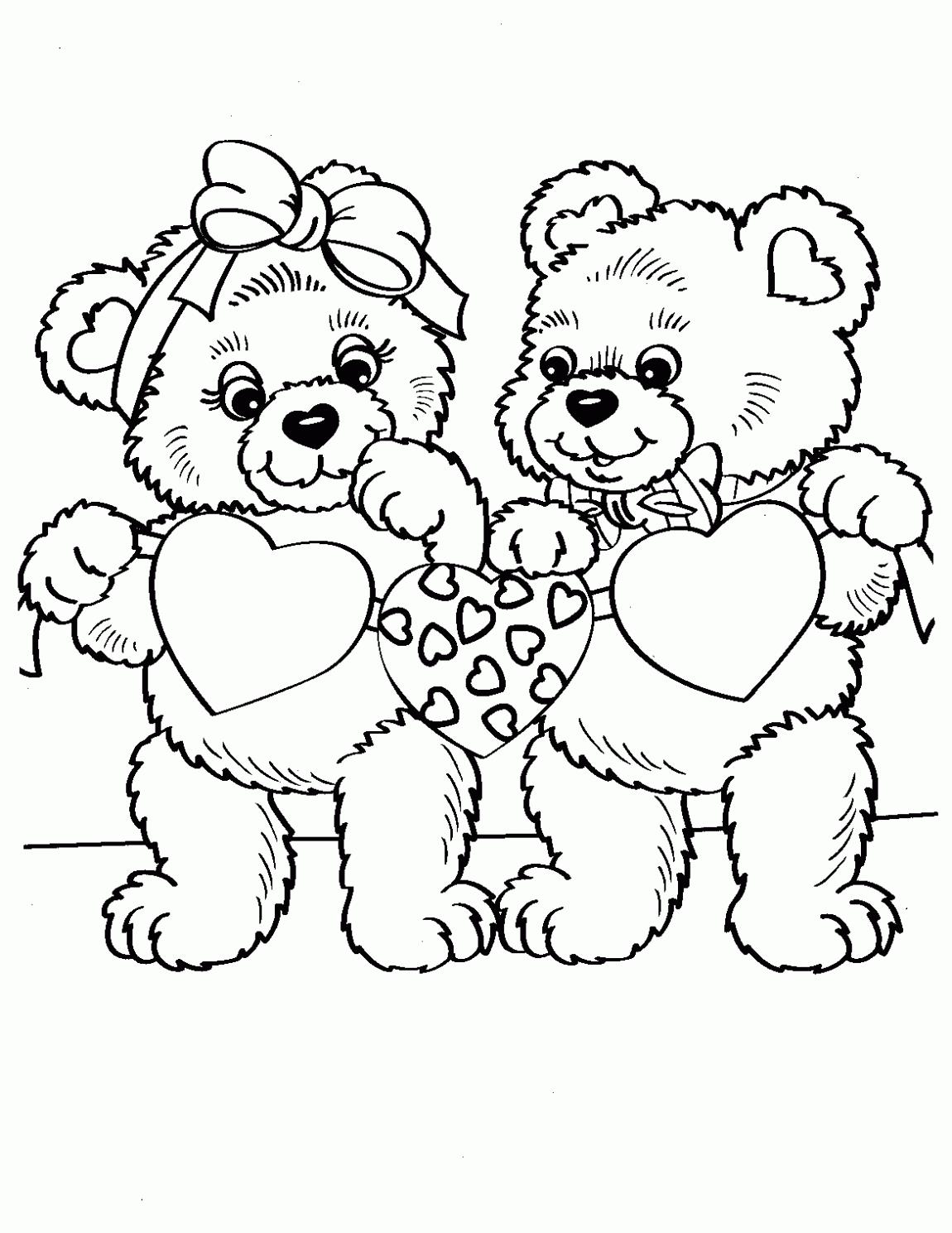 Медвежата с сердечками на раскрасках для мальчиков (медвежата)