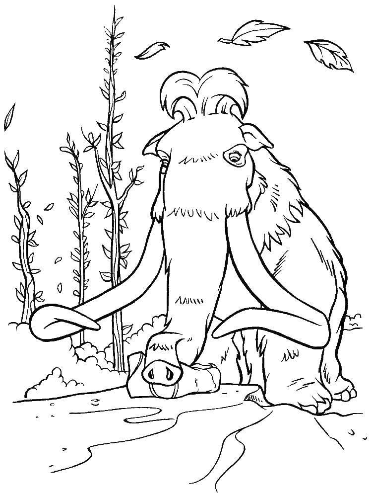 Раскраска с изображением Сида и Мэнни из Ледникового периода (Мэнни)
