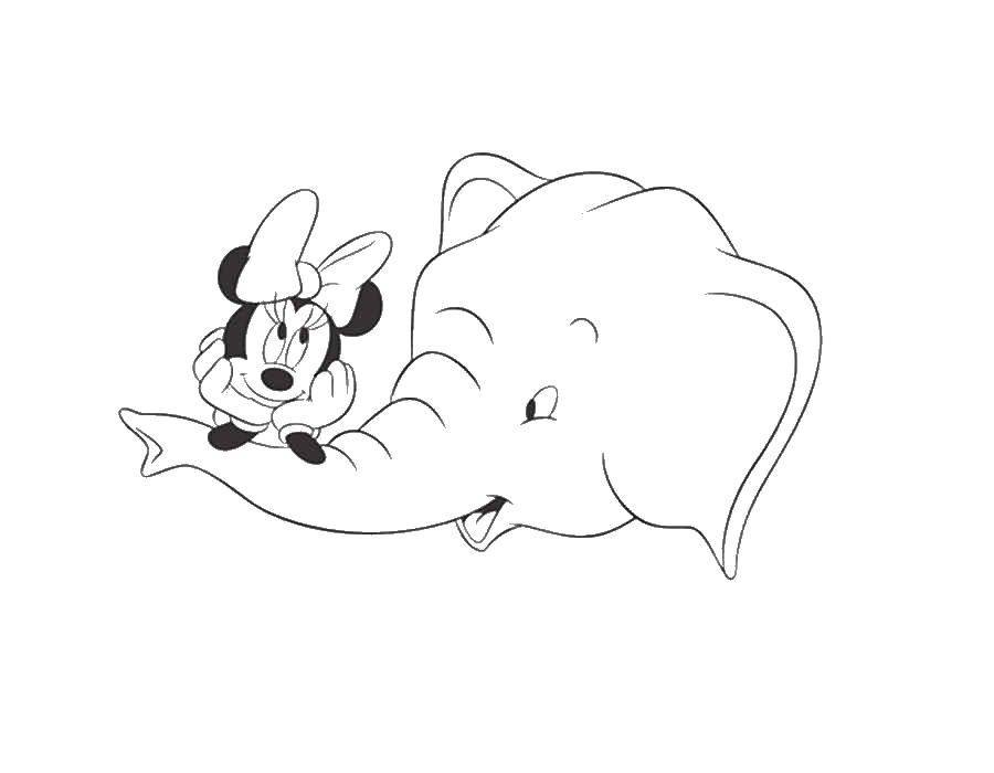 Раскраски Микки Маус, Минни слоненок для детей (слоненок)