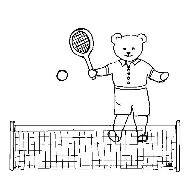 Раскраска медвежонка, играющего в теннис (Теннис)