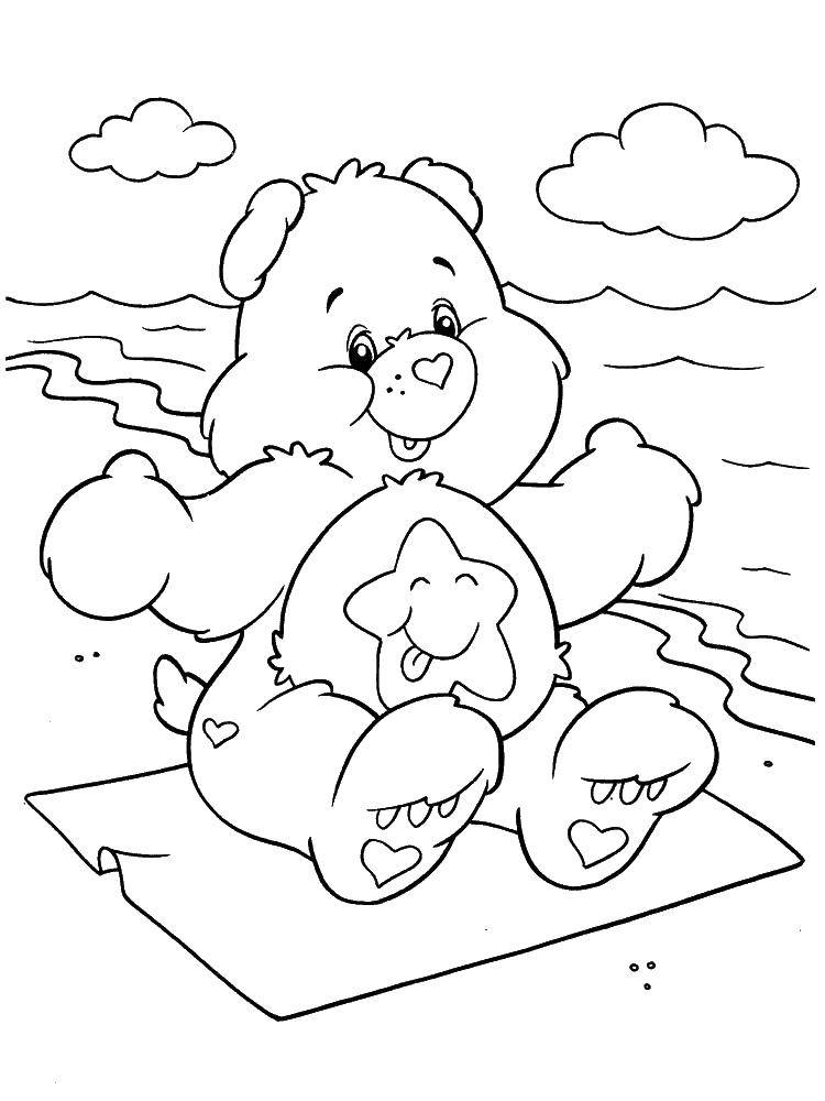 Раскраска Пляж с игрушкой и мишкой для детей всех возрастов (мишка)