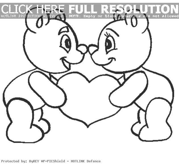 Раскраска с милыми мишками, обнимающимися для детей (мишки, обнимают)