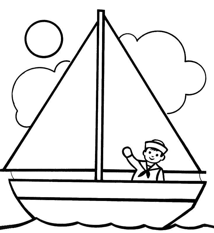 Раскраска катера и лодки (катер, лодка)