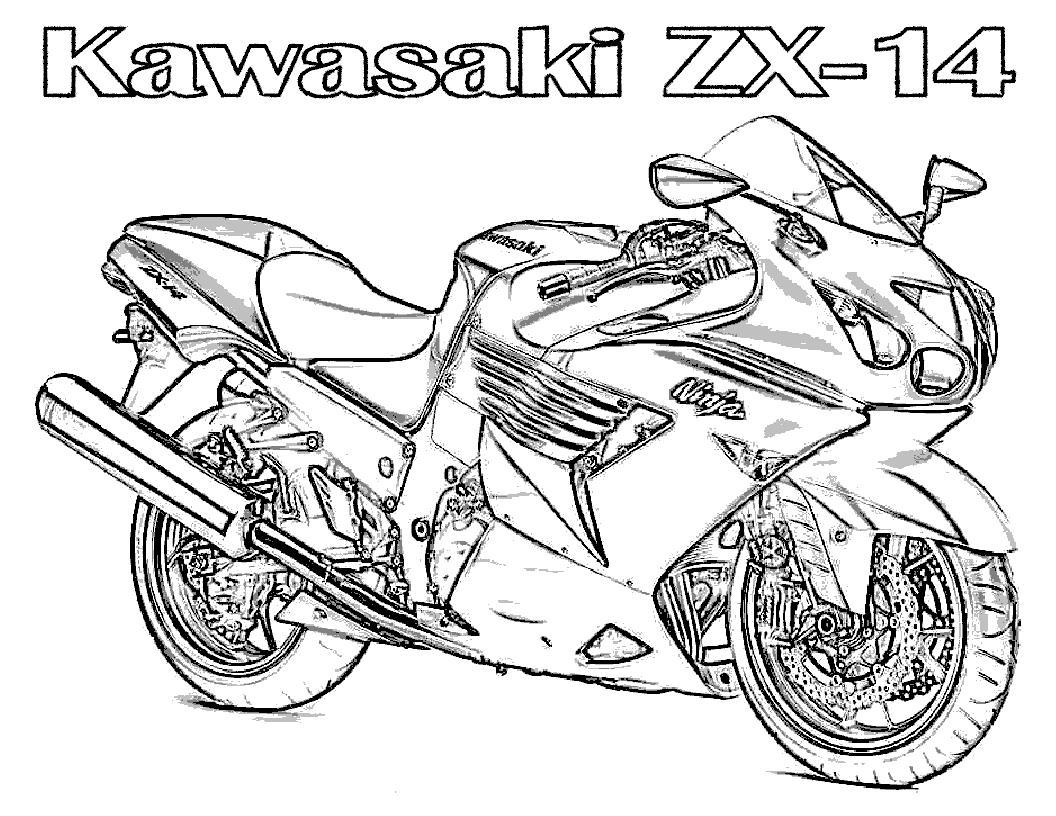 Раскраски мотоцикла Kawasaki для мальчиков (мотоцикл)