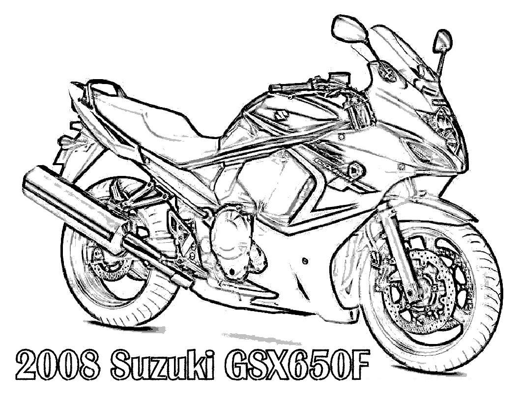 Раскраска мотоцикла Сузуки для мальчиков (Сузуки, мотоцикл)