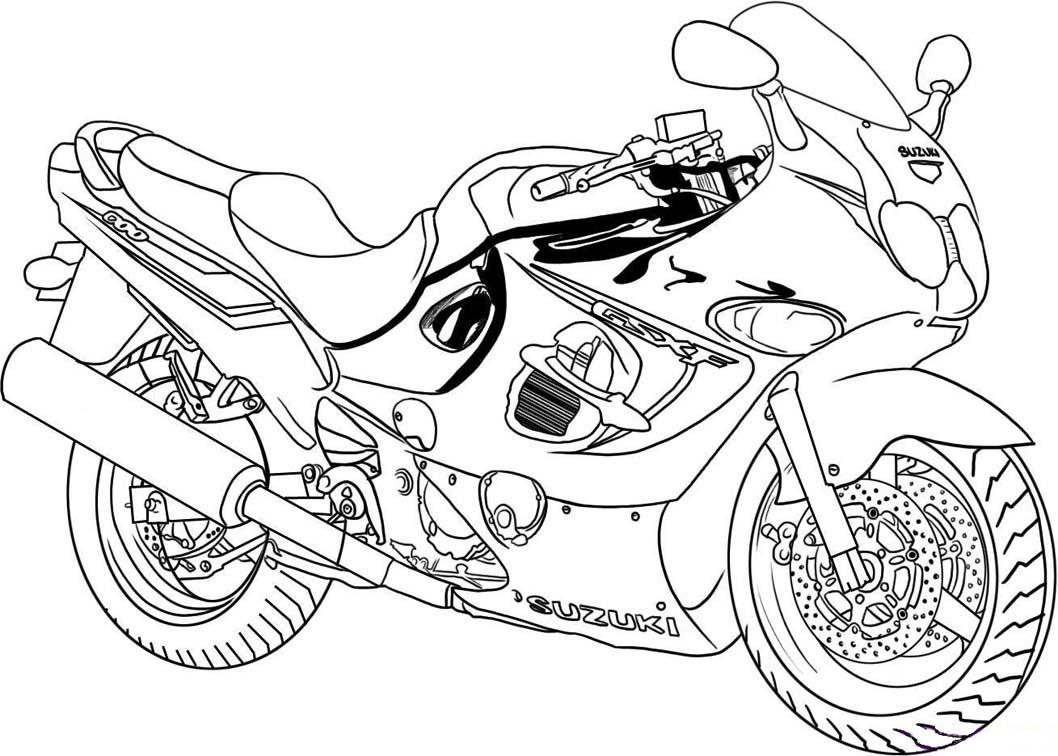 Раскраска мотоцикла Сузуки для мальчиков (мотоцикл, Сузуки)