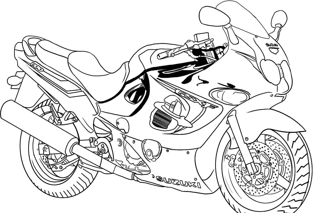 Раскраска мотоцикла Сузуки для мальчиков (мотоцикл, сузуки)