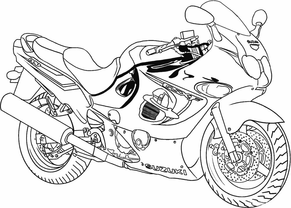 Раскраска мотоцикла Сузуки для мальчиков (Сузуки, дети)