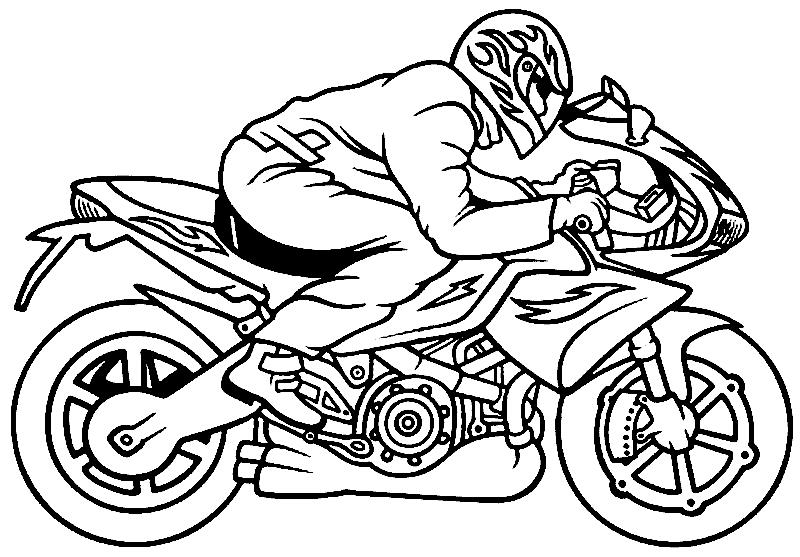 Раскраски мотоциклист на мотоцикле для мальчиков (мотоциклист)