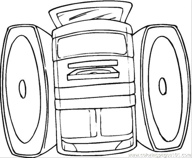 Раскраска Техника колонки, диск, проигрыватель (колонки, проигрыватель)