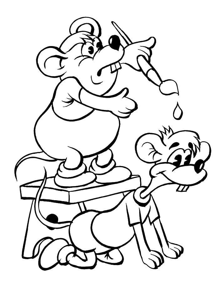 Раскраска Кот Леопольд Мыши для детей (кот, леопольд, мыши)