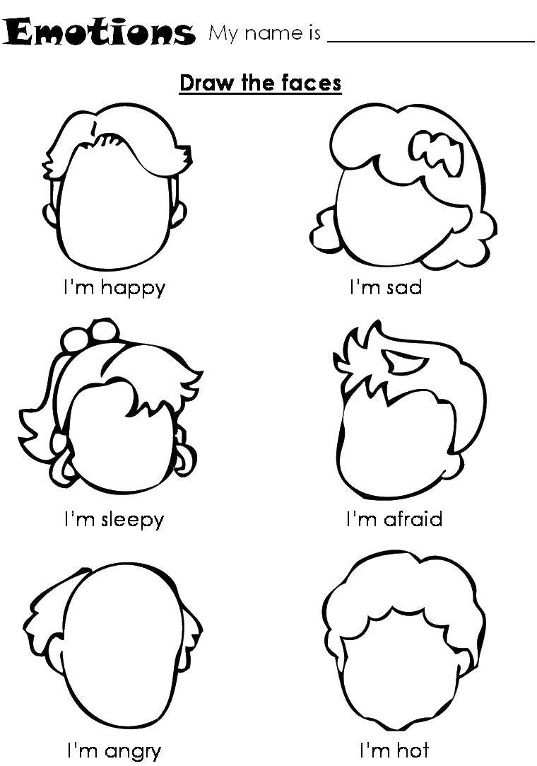 Раскраска с эмоциями на лицах детей (лица)