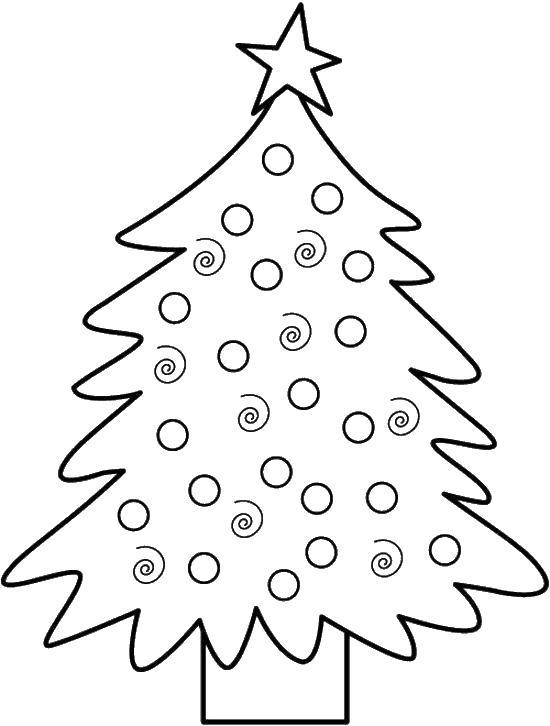 Раскраски на тему Рождества с изображением елки, дерева и звезды (звезда)